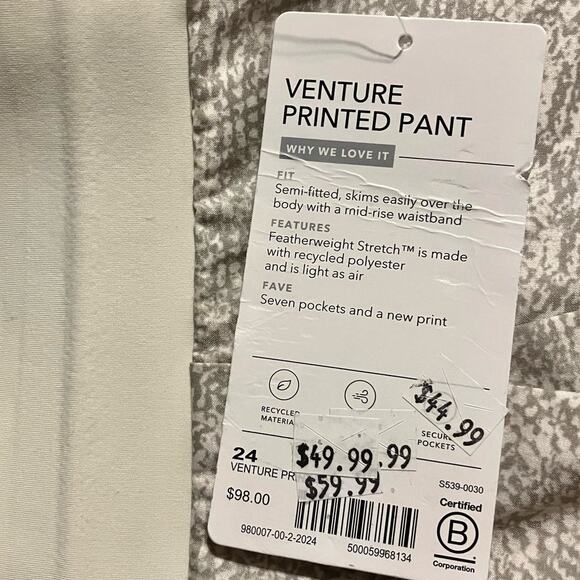 Athleta Women's Plus Size 24 Venture Jogger Pant Printed Tapered Leg Viper Grey - Picture 10 of 16